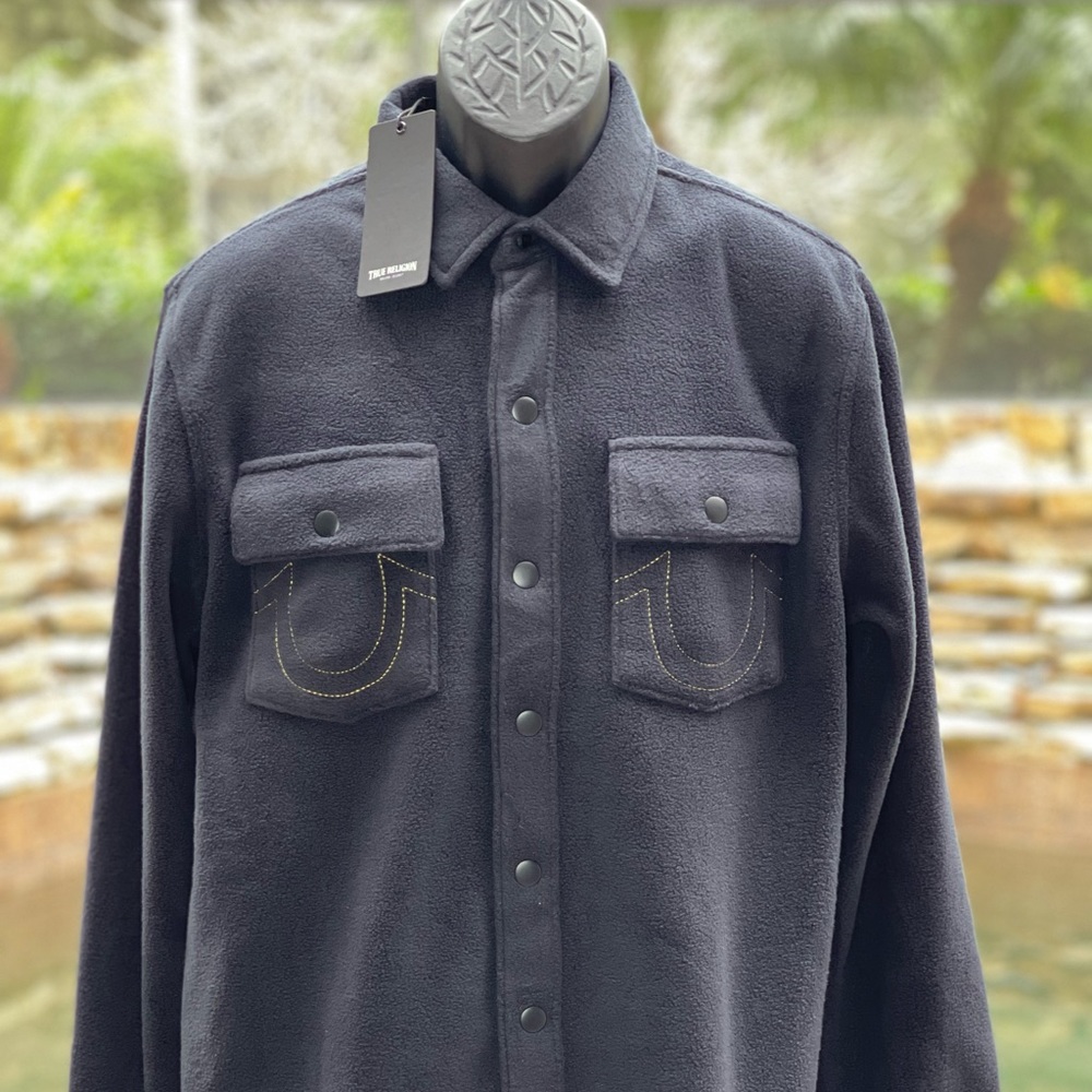 TRUE RELIGION‎ BRAND JEANS POLAR FLEECE BLACK SHACKET